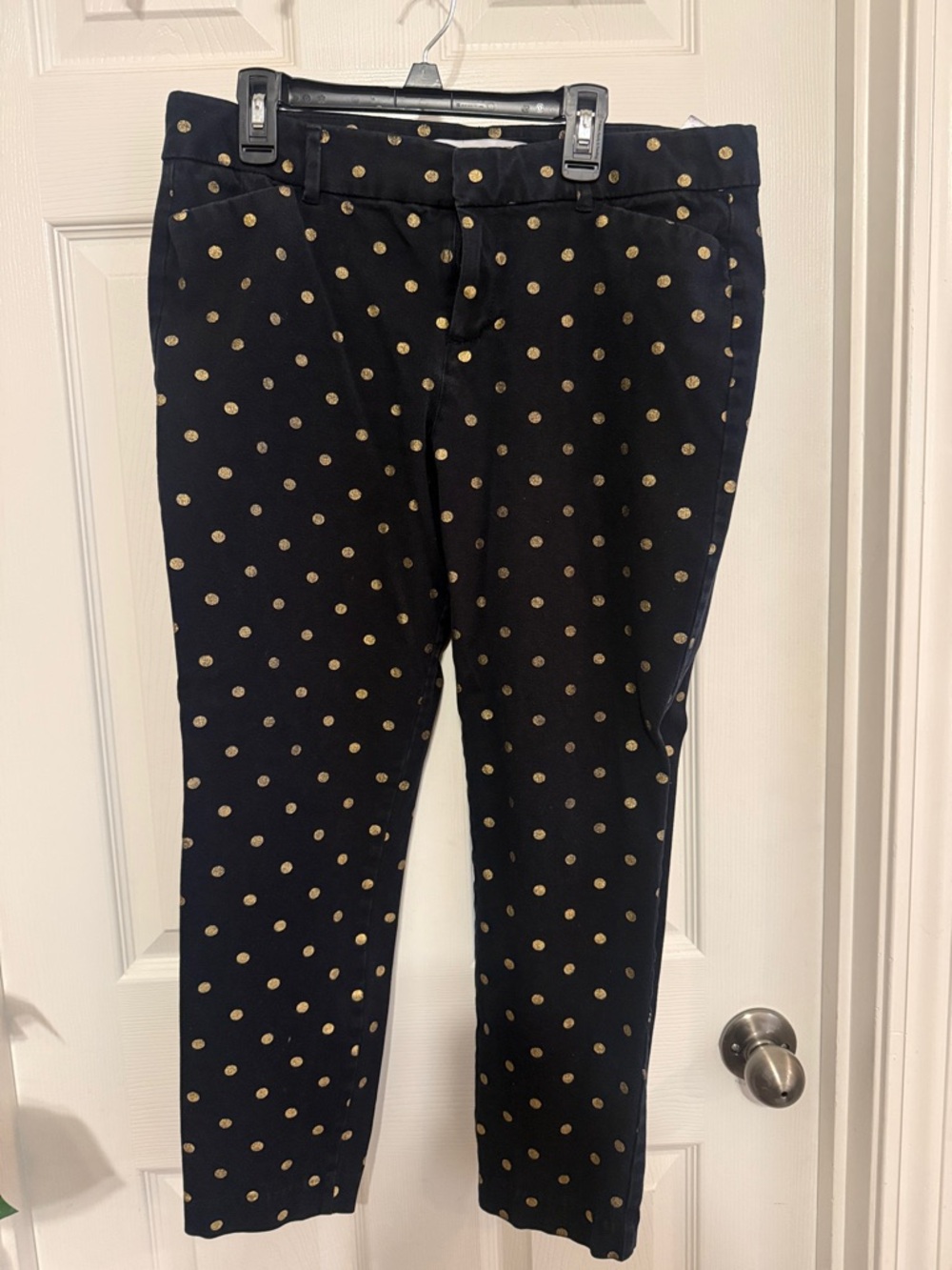 Old Navy Black Pixie Pants with Gold Polka Dots